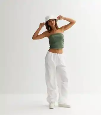 Neon & nylon white parachute trousers new look