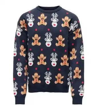 Only kids navy reindeer christmas jumper new look