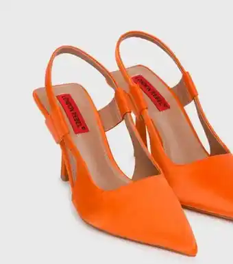 New Look London rebel bright orange pointed toe mid stiletto heel sandals new look offer