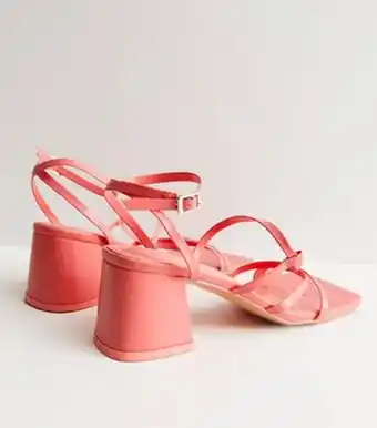 New Look Public desire coral leather-look strappy block heel sandals new look offer