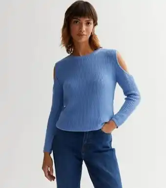 Sunshine soul pale blue knit cold shoulder jumper new look