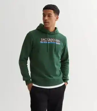 New Look Jack & jones men's khaki jersey logo hoodie new look offer