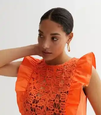 New Look New look bright orange crochet sleeveless top offer