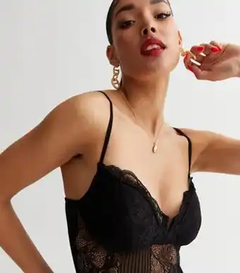 New Look New look black lace bustier bodysuit offer