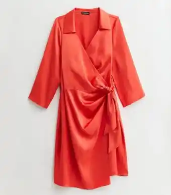 New Look New look curves red satin wrap mini dress offer