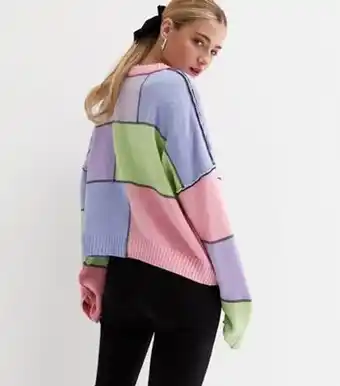 New Look Sunshine soul multicoloured patchwork crew jumper new look offer