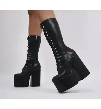 Office Lamoda platform lace up boots black offer