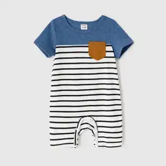 Patpat Patpat family matching blue cap-sleeve belted midi dresses and short-sleeve striped spliced t-shirts sets offer