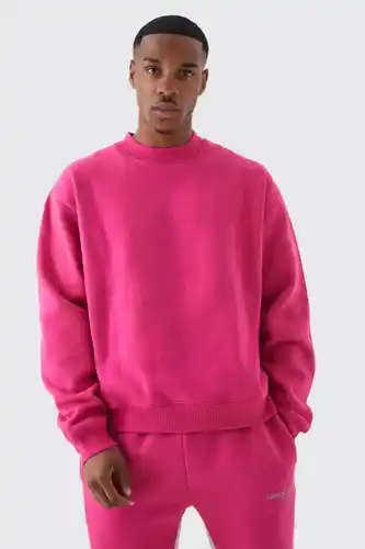 Boohoo Boohooman mens pink oversized boxy extended neck sweatshirt, pink offer
