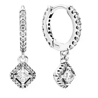Fashionette Pandora earrings - funkelndes quadrat ohrringe - silver - earrings for ladies offer