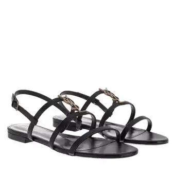 Fashionette Saint laurent sandals - cassandra flat sandals smooth leather - black - sandals for ladies offer
