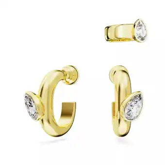Fashionette Swarovski earrings - dextera hoop earrings with ear cuff, set (3), pear - white - earrings for ladies offer