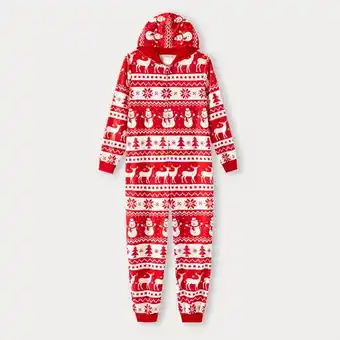 Patpat Patpat christmas family matching allover red print long-sleeve hooded zipper onesies pajamas sets (flame resistant) offer