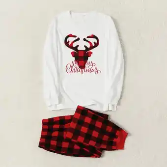 Patpat Patpat christmas family matching deer & letter embroidered thickened polar fleece long-sleeve red plaid pajamas sets (flame r offer