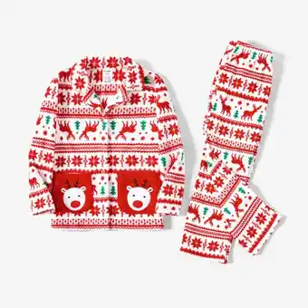 Patpat Patpat christmas family matching festival theme all-over print pocket decor long-sleeve fleece pajamas sets(flame resistant) offer