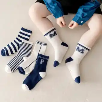 Patpat 5-pairs baby / toddler letter stripe pattern crew socks