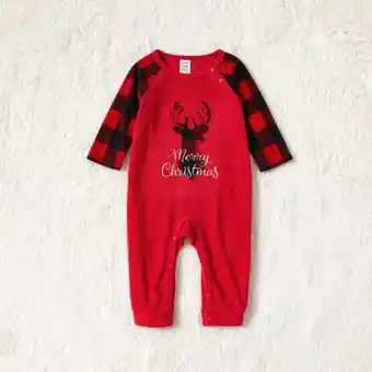 Patpat Patpat christmas deer and letter embroidered red family matching long-sleeve thickened polar fleece pajamas sets (flame resis offer