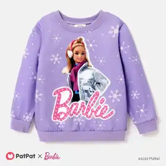 Patpat Patpat barbie toddler girl snowflake and character print long-sleeve sweatshrit offer