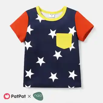 Patpat Patpat naia toddler boy pocket design colorblock short-sleeve tee offer