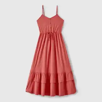 Patpat Patpat family matching cotton solid ruffle hem cami dresses and short-sleeve colorblock t-shirts sets offer