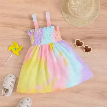 Patpat Patpat toddler girl tie dye smocked cami dress (tie dye color random) offer