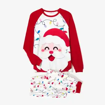 Patpat Patpat christmas family matching color-block happy santa print long-sleeve pajamas sets(flame resistant) offer
