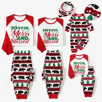 Patpat Patpat christmas family matching letters & bear print long-sleeve pajamas sets(flame resistant) offer