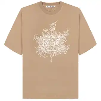 Pockets Acne studios glow in the dark logo t-shirt dark beige offer