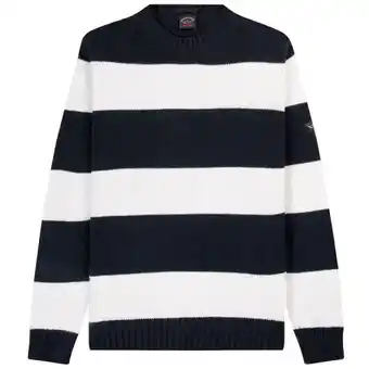 Pockets Paul & shark fisherman striped crewneck knit white/navy offer