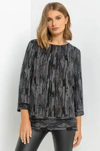 Roman Roman shimmer stripe glitter top in silver female offer