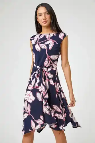 Roman Roman floral tie waist hanky hem dress in red - size 18 female offer