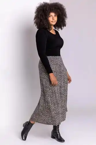 Roman curve curve animal print midi skirt in beige female