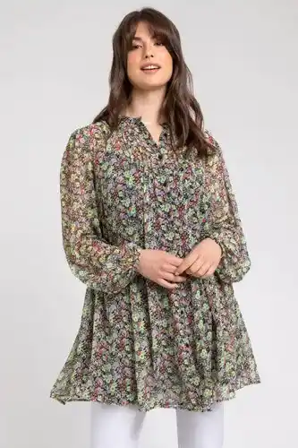 Roman Roman curve curve floral button through blouse in multi female offer