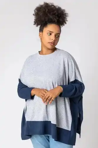 Roman Roman curve curve colour block slouchy top in grey female offer