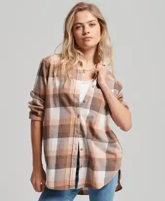 Superdry Superdry women's relaxed check shirt cream / cream brown check offer