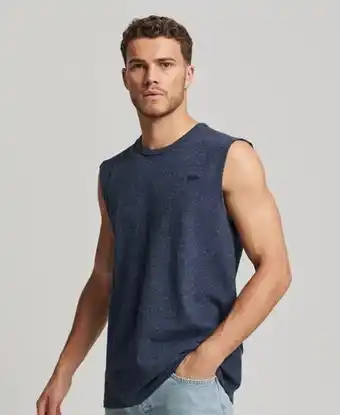 Superdry Superdry men's organic cotton vintage logo embroidered tank top navy / vintage navy marl offer