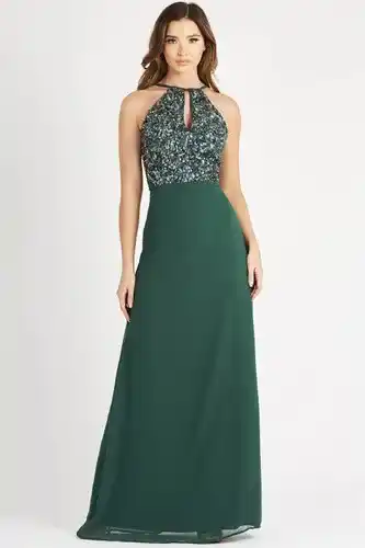 TFNC London Tfnc lace & beads basia green maxi dress offer