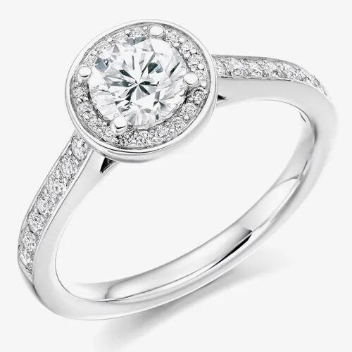 The Jewel Hut Platinum excellence platinum 0.80ct diamond shoulder-set halo engagement ring (m) eng3663+henig offer