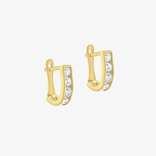 The Jewel Hut Gold impression 9ct yellow gold 9mm crystal half-hoop earrings 1.58.9229 offer