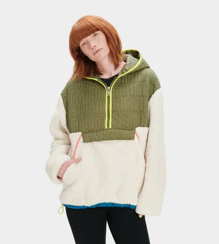 UGG Ugg iggy sherpa half zip pullover for women in green/cream offer