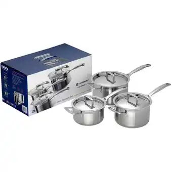 The Hut Le creuset 3-ply stainless steel 3 piece saucepan set offer