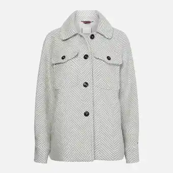 Tommy hilfiger women's herringbone shacket - grey heather herringbone