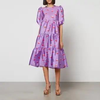 Cras lili ruffled satin midi dress - eu 36