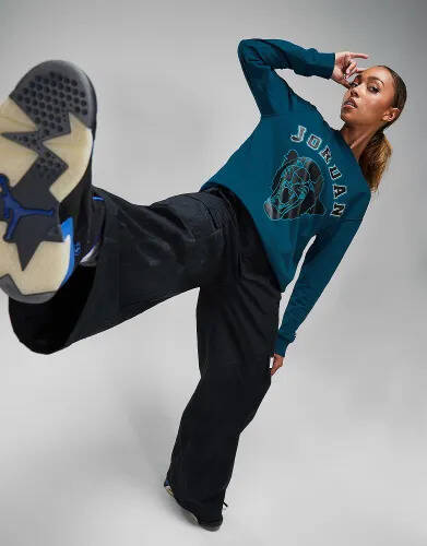 JD Sports Jordan tiger graphic long sleeve t-shirt - sky j french blue - womens offer