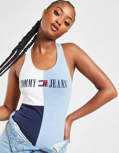 JD Sports Tommy hilfiger tommy jeans logo bodysuit - blue - womens offer