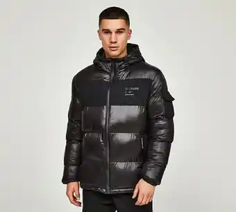 Footasylum Closure london embossed black logo puffer jacket offer