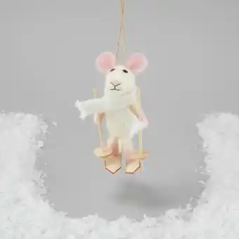 Morrisons Morrisons hanging felted skiing mouse christmas decoration offer