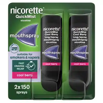 Asda Nicorette quickmist cool berry 1mg mouthspray offer