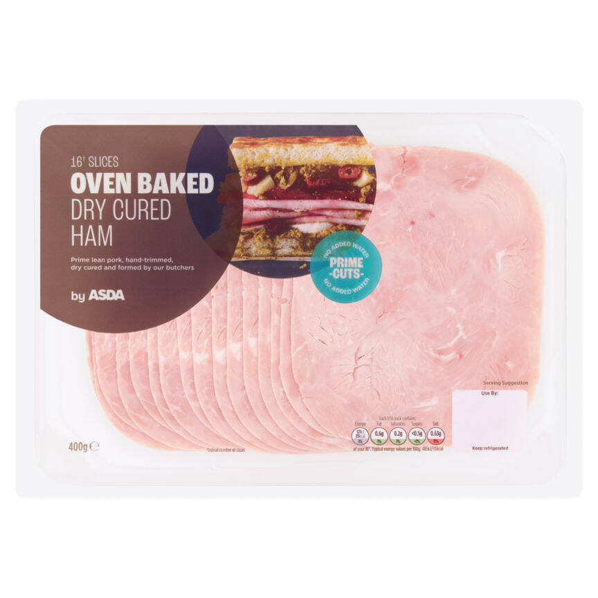 Asda oven baked dry cured ham 16 slices offer at Asda
