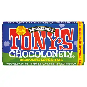 Asda Tonys chocolonely chocolate love a-fair dark milk brownie chocolate bar offer